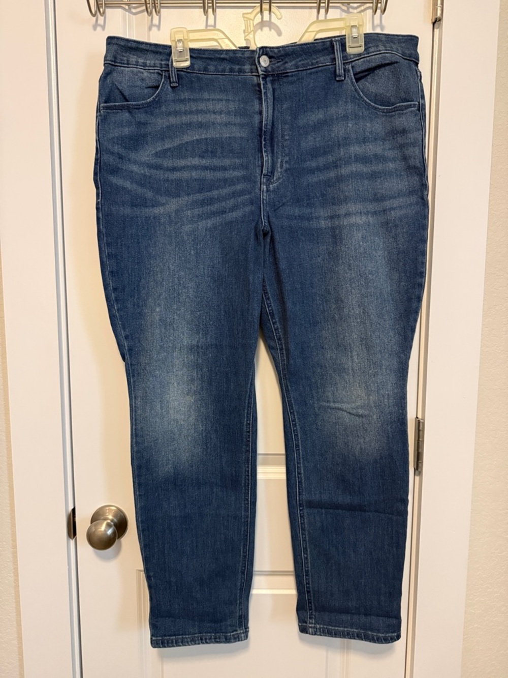 Old Navy High-Rise Wow Straight Dark Blue Women's Stretch Jeans 18 Short